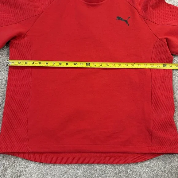 Puma Crewneck Sweatshirt XXL Red Athletic Training Pullover Textured Mesh Panels - Picture 7 of 9